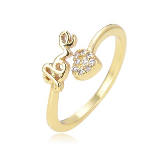 Anillo de dedo de cobre amarillo zirconia pavimenta Cubic, metal, Joyería & micro arcilla de zirconia cúbica & para mujer, más colores para la opción, Vendido por UD[