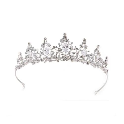 Bridal Tiaras, Zinc Alloy, fashion jewelry & for woman & with rhinestone, silver color 