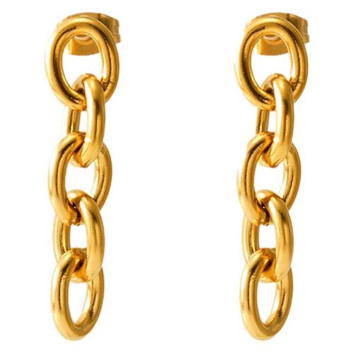 Stainless Steel Drop Earring, 304 Stainless Steel, 18K gold plated, fashion jewelry & for woman, golden, 33mm 