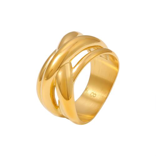 Titanium Steel Finger Ring, 18K gold plated, fashion jewelry & for woman, golden 