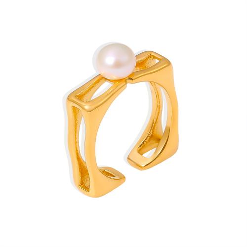 El Anillo con Perla de Agua Dulce Cultivada, acero inoxidable 304, con Perlas cultivadas de agua dulce, Joyería & para mujer, más colores para la opción, tamaño:7, Vendido por UD