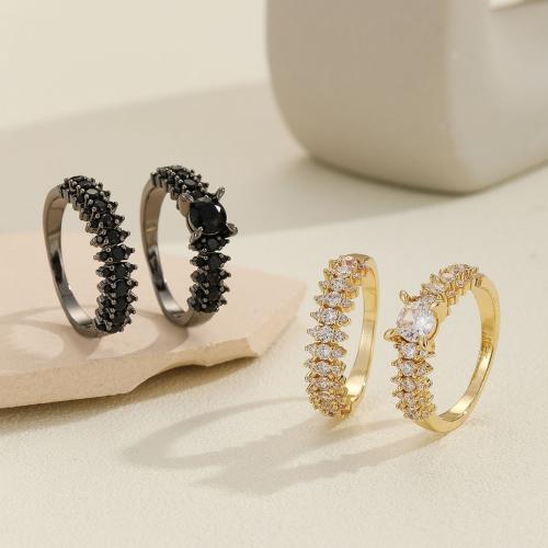 Cubic Zirconia Micro Pave Brass Finger Ring, 2 pieces & Unisex & micro pave cubic zirconia 