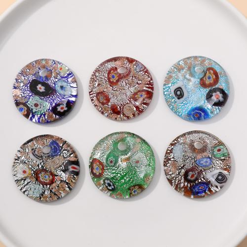 Millefiori Scheibe Glas Anhänger, Lampwork, flache Runde, DIY, keine, 41mm, 24PCs/Tasche, verkauft von Tasche