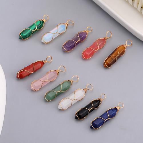 Gemstone Jewelry Pendant, Natural Stone, with Zinc Alloy, gold color plated, DIY 