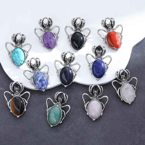 Gemstone Jewelry Pendant, Natural Stone, with Zinc Alloy, silver color plated, DIY 