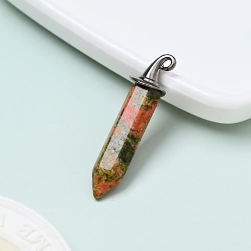 Gemstone Jewelry Pendant, Natural Stone, with Zinc Alloy, silver color plated, DIY 