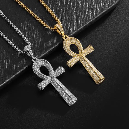 Stainless Steel Cross Pendants, 316 Stainless Steel, plated & for man & with rhinestone cm 