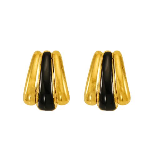 Stainless Steel Stud Earring, 304 Stainless Steel, 18K gold plated, fashion jewelry & for woman & enamel 