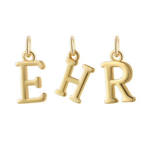 Letter Brass Pendants, plated, DIY golden [