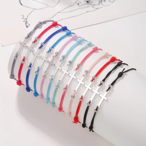 Moda pulseras de la aleación de Zinc, con Polipropileno Nylon & Caucho, Cruces, chapado, unisexo, color mixto, longitud:18-26 cm, Vendido por Set