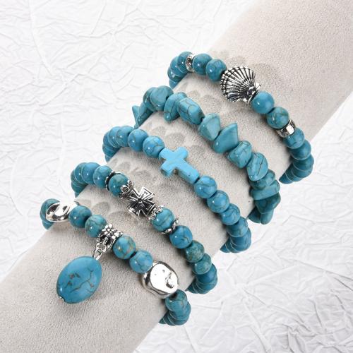 bracelet en alliage zinc à turquoise , alliage de zinc, avec turquoise, Placage, styles différents pour le choix & pour femme, plus de couleurs à choisir Vendu par PC