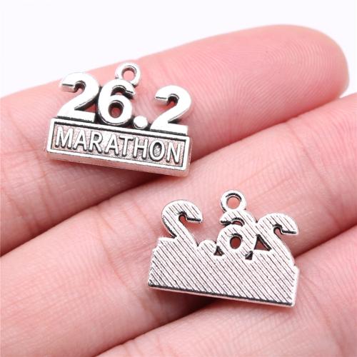 Zinc Alloy Jewelry Pendants, Number, antique silver color plated, DIY 