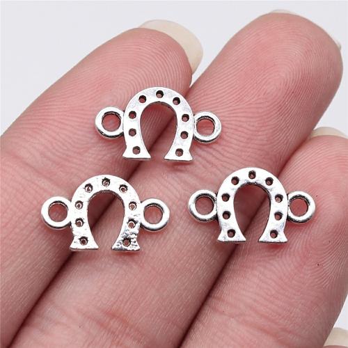 Zinc Alloy Charm Connector, Horseshoes, antique silver color plated, DIY & 1/1 loop 