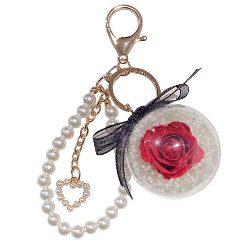 Plastic Key Chain, Zinc Alloy, with Plastic Pearl & Acrylic, for woman 90mm 