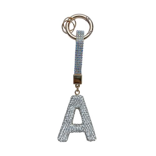 porte-clés en alliage zinc à stras, alliage de zinc, avec L'argile, styles différents pour le choix & pour femme & avec strass, 160mm, Vendu par PC