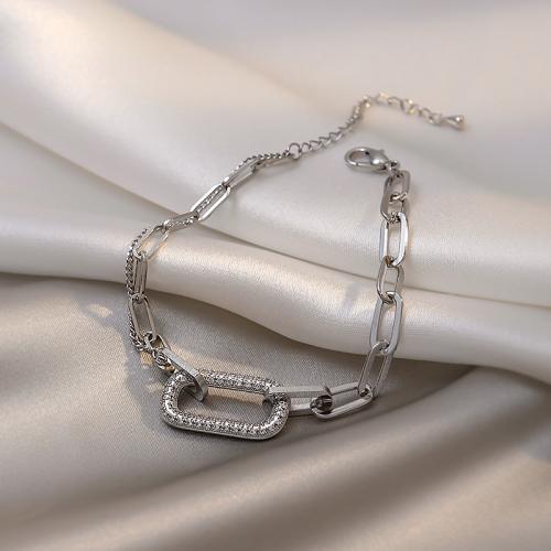 Zinc Alloy Rhinestone Bracelets, with 5cm extender chain, fashion jewelry & for woman & with rhinestone Approx 17 cm [