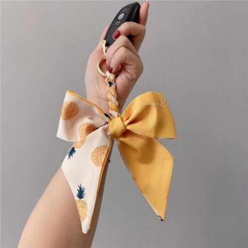 Fabric Key Chain, Zinc Alloy, with Cloth, Bowknot, printing 190mm 