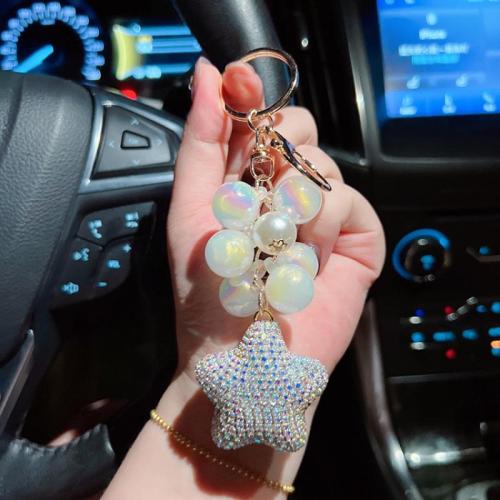 Rhinestone Zinc Alloy Key Chain, Star, multifunctional & for woman & with rhinestone [