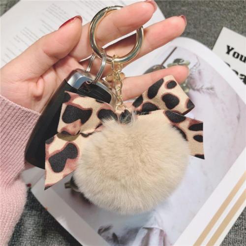 Fur Plush Key Chain, Zinc Alloy, with Plush, multifunctional & for woman 80mm 