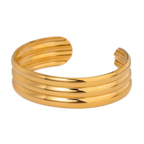 Stainless Steel Cuff Bangle, 304 Stainless Steel, Vacuum Ion Plating, fashion jewelry & for woman, golden, 17mm, Inner Approx 59mm 