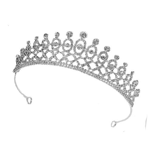 Bridal Tiaras, Zinc Alloy, fashion jewelry & for woman & with rhinestone, silver color, width 155mm, height 45mm 