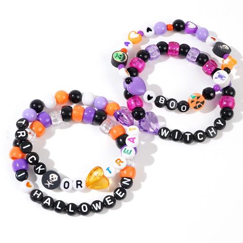 Acrílico Pulsera, con Arcilla polimero, Diseño de Halloween & 4 piezas & Joyería & unisexo, más colores para la opción, longitud:aproximado 17.5 cm, Vendido por Set