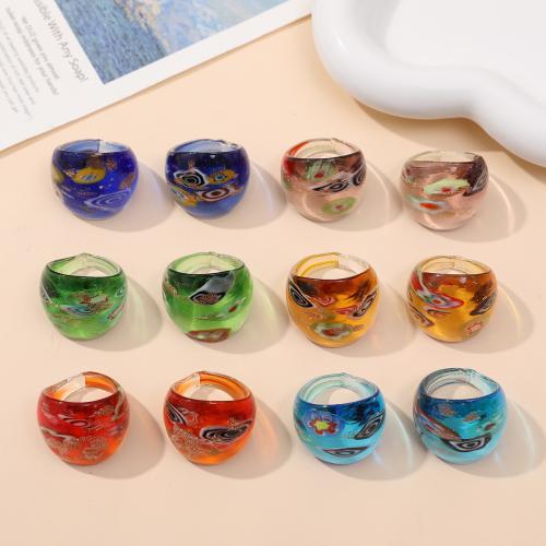 Anillos de Cristal de Murano, Joyería & unisexo, más colores para la opción, 26x25mm, 24PCs/Bolsa, Vendido por Bolsa[