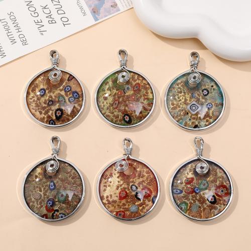 Lampwork Pendants, with Zinc Alloy, silver color plated, DIY 