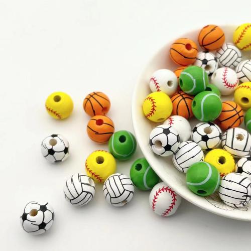 Printing Wood Beads, Round, DIY 16mm 