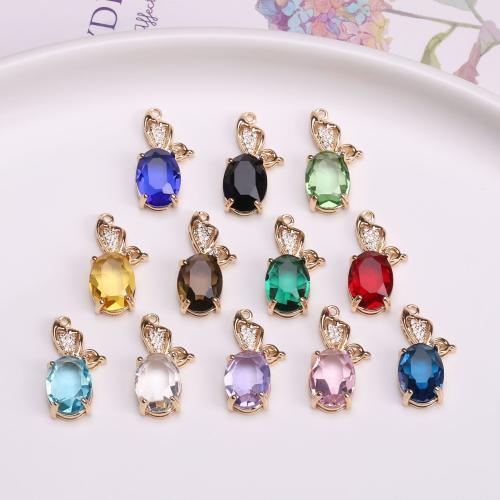 Crystal Brass Pendants, with Crystal, Butterfly, gold color plated, DIY & micro pave cubic zirconia 