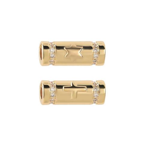 Cubic Zirconia Micro Pave Brass Beads, plated, DIY & micro pave cubic zirconia, golden [