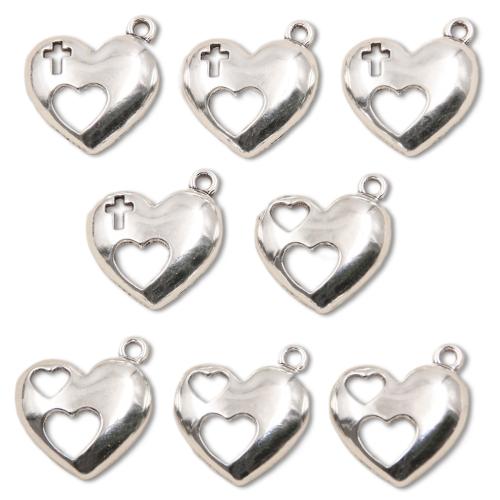 Pendentifs coeur en alliage de zinc, Placage, DIY & styles différents pour le choix, argent, Vendu par PC