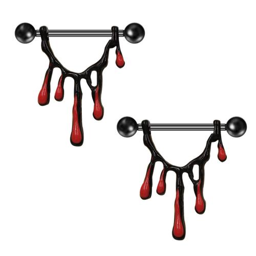 Zinklegierung Brustpiercings, unisex, schwarz und rot, verkauft von PC