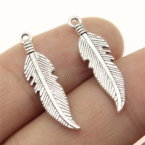 Zinc Alloy Feather Pendants, plated, DIY 