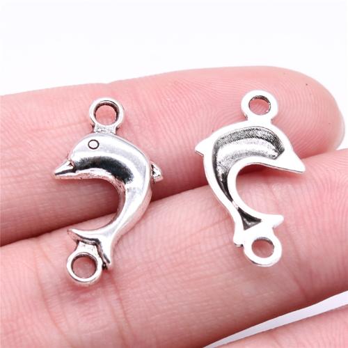 Animal Zinc Alloy Connector, Dolphin, antique silver color plated, DIY & 1/1 loop 