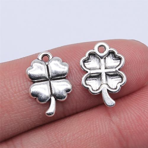 Zinc Alloy Clover Pendant, Four Leaf Clover, antique silver color plated, DIY 