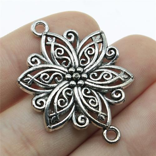 Flower Zinc Alloy Connector, antique silver color plated, DIY & 1/1 loop 