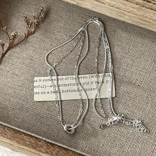 Collier de bijoux en argent , Argent sterling 925, Double couche & bijoux de mode & pour femme Environ 45 cm, Vendu par PC