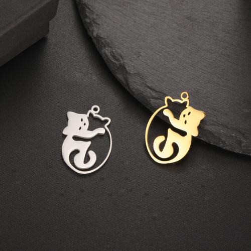 Stainless Steel Animal Pendants, 304 Stainless Steel, Cat, DIY 