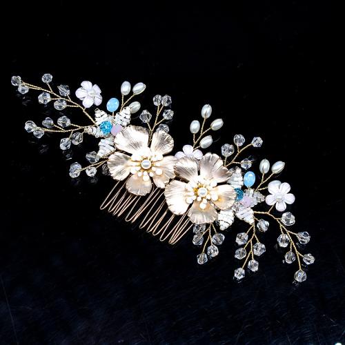 Decorative Hair Combs, Zinc Alloy, with Crystal & Plastic Pearl, fashion jewelry & for woman 