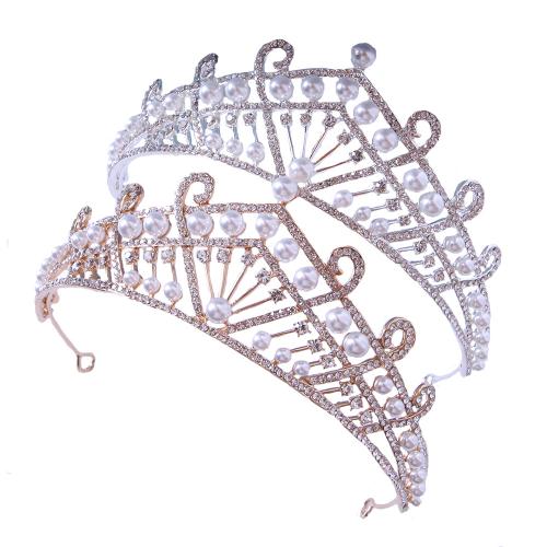 Bridal Tiaras, Zinc Alloy, with Plastic Pearl, fashion jewelry & for woman & with rhinestone width 159mm, height 54mm 