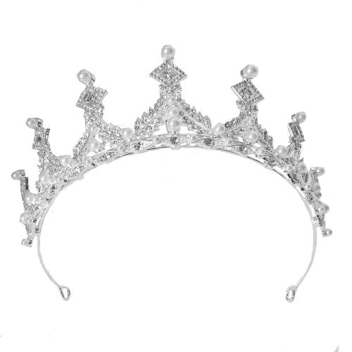 Braut Diademe, Zinklegierung, mit Kunststoff Perlen, Modeschmuck & für Frau & mit Strass, width 168mm, height 62mm, verkauft von PC