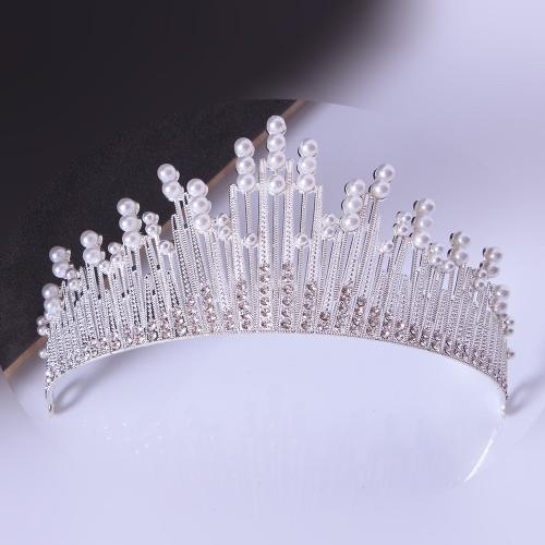 Bridal Tiaras, Zinc Alloy, with Plastic Pearl, fashion jewelry & for woman & with rhinestone width 148mm, height 71mm 