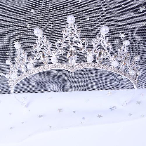 Bridal Tiaras, Zinc Alloy, with Plastic Pearl, fashion jewelry & for woman & with rhinestone width 155mm, height 55mm 