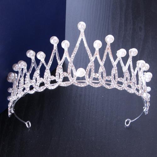 Bridal Tiaras, Zinc Alloy, with Plastic Pearl, fashion jewelry & for woman & with rhinestone width 163mm, height 73mm 