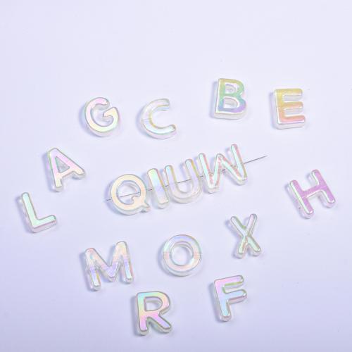 Acrylic Alphabet Beads, Alphabet Letter, DIY & luminated, Random Color 