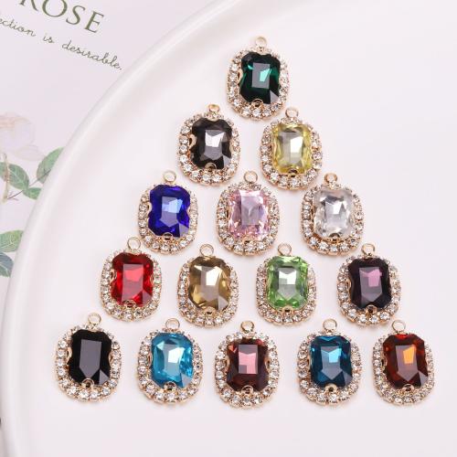 Crystal Brass Pendants, with Crystal, gold color plated, DIY & micro pave cubic zirconia 