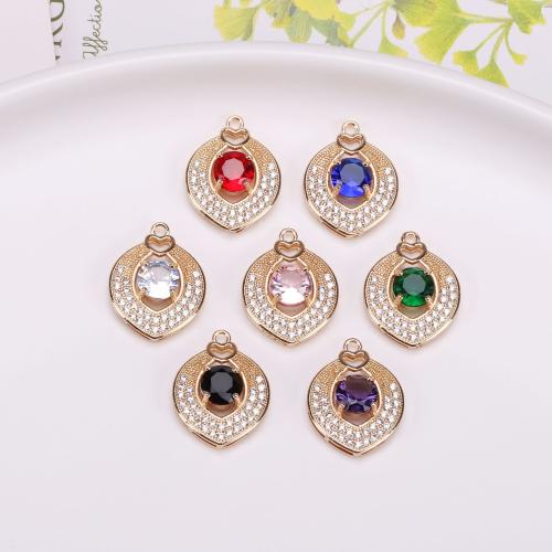 Crystal Brass Pendants, with Crystal, gold color plated, DIY & micro pave cubic zirconia 