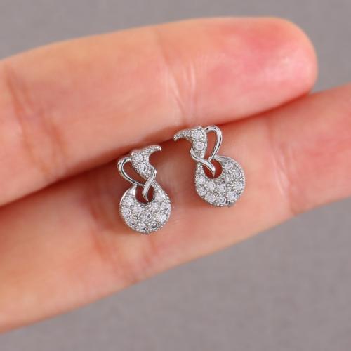 Cubic Zirconia Micro Pave Brass Earring, plated, fashion jewelry & micro pave cubic zirconia 