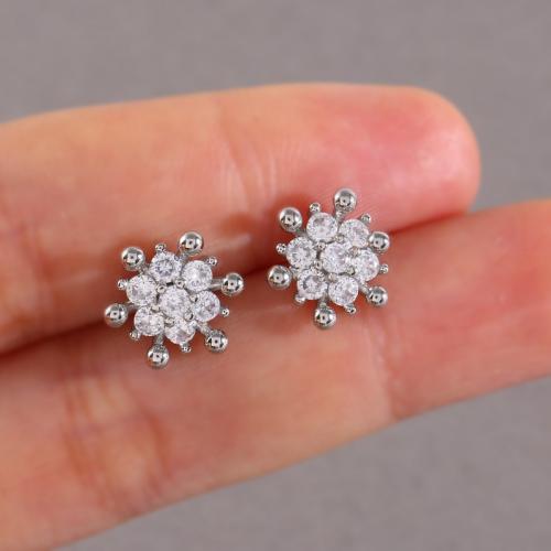 Cubic Zirconia Micro Pave Brass Earring, plated, fashion jewelry & micro pave cubic zirconia 